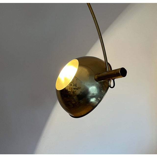 Vintage Postmodern German Brass Boca Arc Floor Lamp with Clamping Rod attributed to Florian Schulz, 1970s For Sale - Image 6 of 18