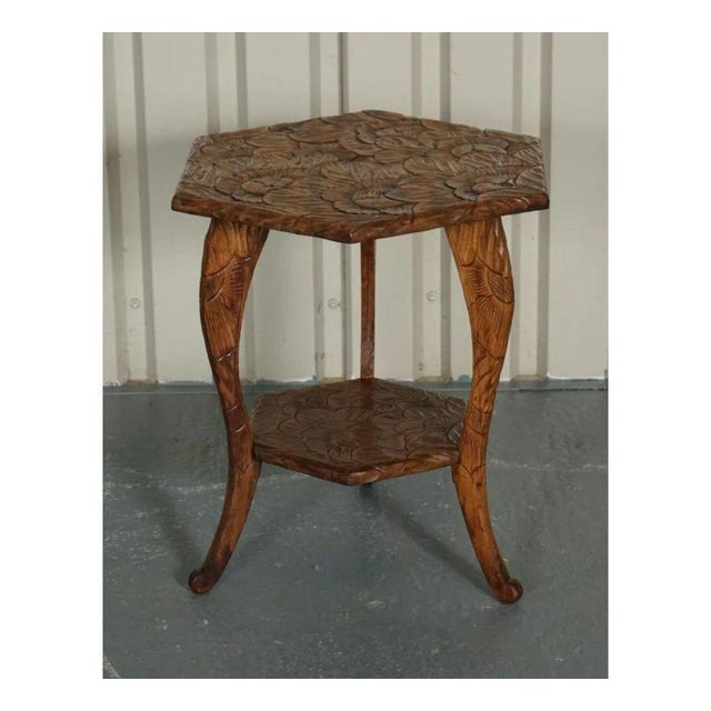 Hand-Carved Occasional Side Table from Liberty's London, 1905 For Sale - Image 4 of 11