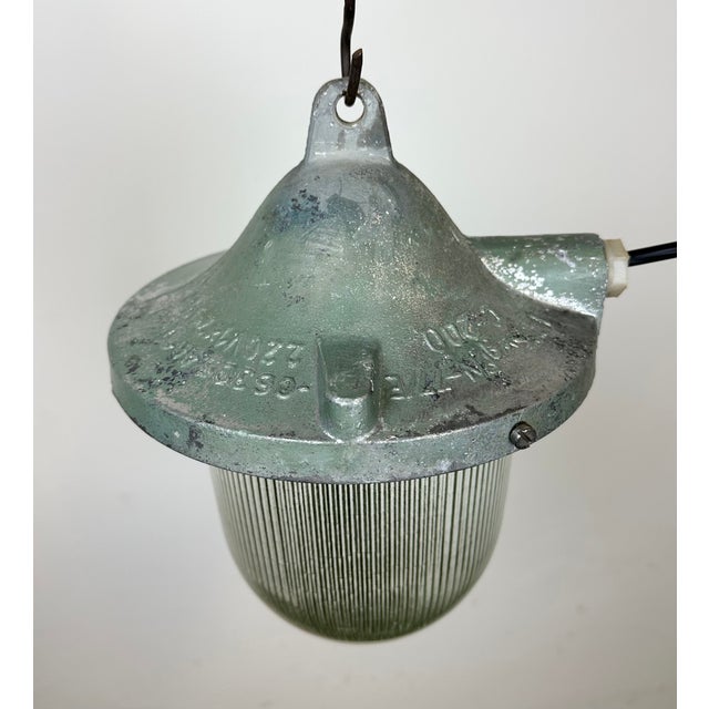 Green Industrial Green Bunker Ceiling Light from Polam Gdansk, 1960s For Sale - Image 8 of 15