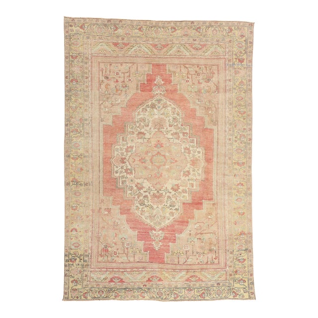 Vintage Turkish Oushak Rug, 07'01 X 10'04 For Sale