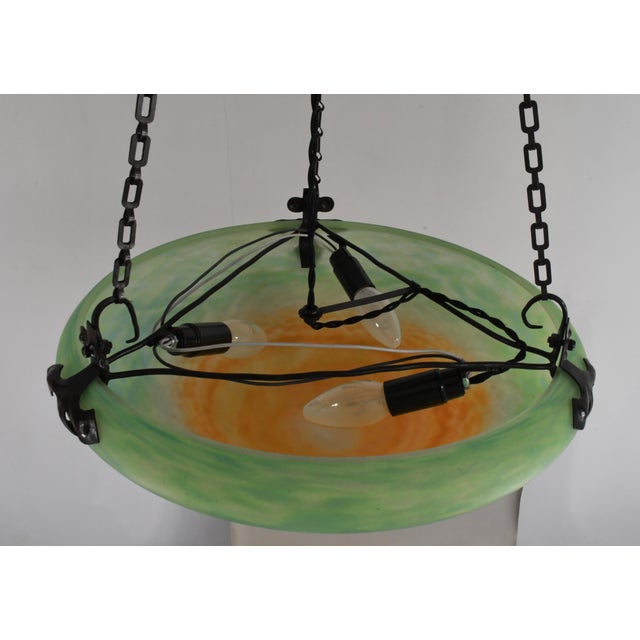 French Art Deco Pendant Light by Daum & Majorelle - 1925 Chandelier France For Sale - Image 13 of 13