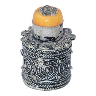 Silvered Metal Lidded Box For Sale