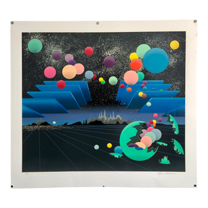 Stan Solomon, Pop Art Surreal Large Colorful Screen Print with Mod Balls of Color Serigraph, 1990