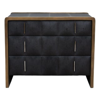 Quilted Chest of Drawers in Shagreen With Bronze Patina Brass Details by R&y Augousti For Sale