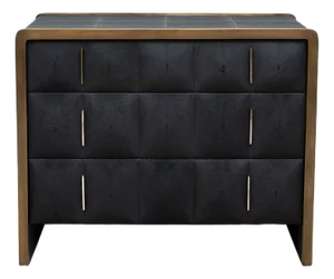 Quilted Chest of Drawers in Shagreen With Bronze Patina Brass Details by R&y Augousti