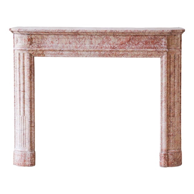 Antique French Marble Fireplace in Pink Tones For Sale