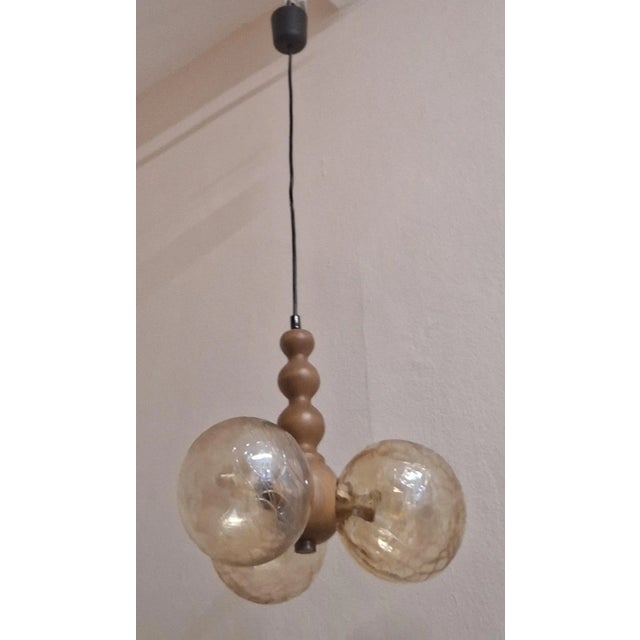 Vintage Hanging Lamp in Beechwood Frame, 1980s For Sale - Image 6 of 7