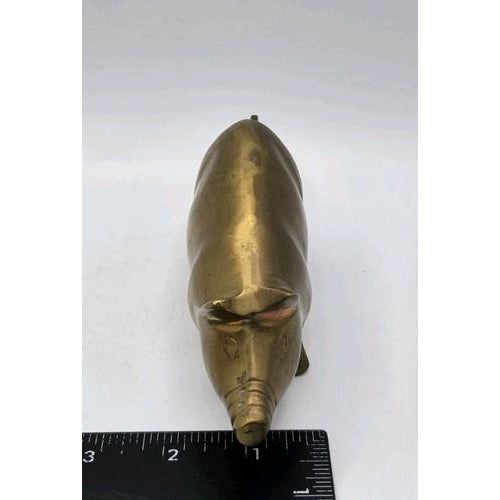 Vintage Contemporary Solid Brass Pig Figurine For Sale - Image 11 of 17