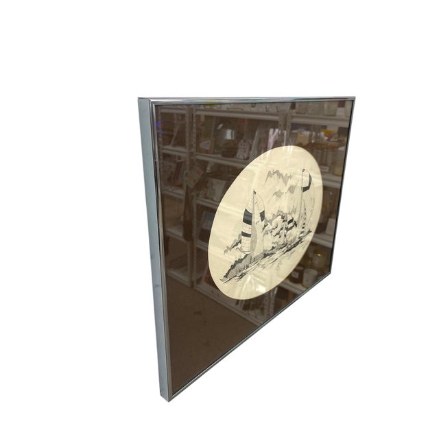 African Late 20th Century Signed Nautical Pen-and-Ink Sailing Scene Artwork - Framed Maritime Illustration For Sale - Image 3 of 9