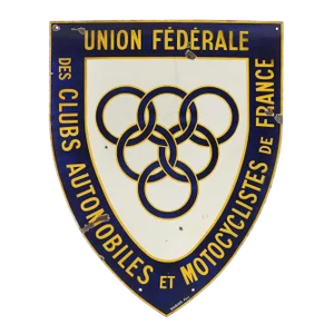 Advertising Enamel Federal Union of Car Clubs and Motorcyclists France Sign