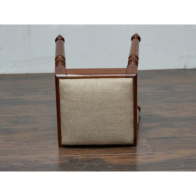 English 19th Century English Mahogany Stool with Turned Legs and Upholstered Seat For Sale - Image 3 of 12