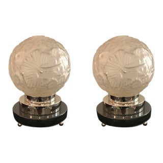 French Art Deco Table Lamps With Butterfly Motif - a Pair For Sale