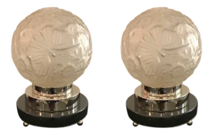 French Art Deco Table Lamps With Butterfly Motif - a Pair