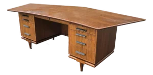 Vintage Mid Century Modern Monteverdi Young Style Angular Executive Desk