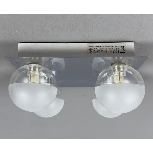 Ceiling Lamp in Chrome and Metal with Glass Bowls For Sale - Image 4 of 11