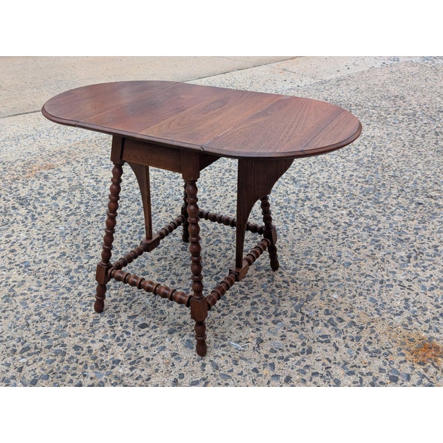 Vintage Americana Style Drop Leaf Side Table Rustic Country Colonial For Sale - Image 9 of 11