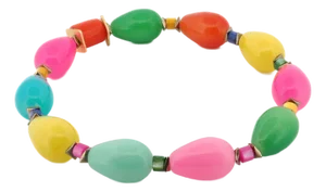 Happy Vibes Rainbow Glass & Gold Beaded Anklet
