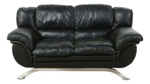 Nicoletti Modern Black Leather Sofa