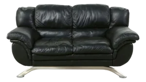 Nicoletti Modern Black Leather Sofa Loveseat
