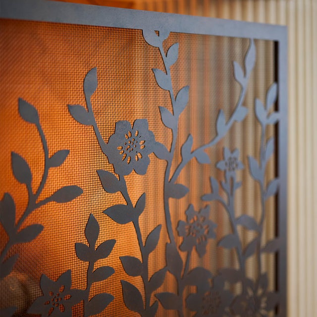 Tobacco Lacey Floral Fireplace Screen For Sale - Image 9 of 11