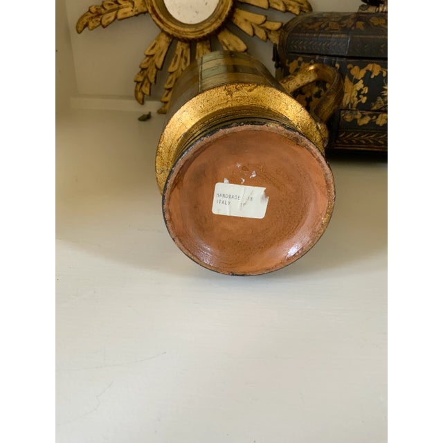 Metal Art Deco Italian Gilt & Black Metal Art Deco Pitcher For Sale - Image 7 of 10