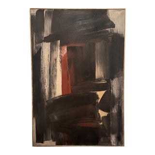 Large Moody Abstract Expressionist Oil on Canvas Painting For Sale