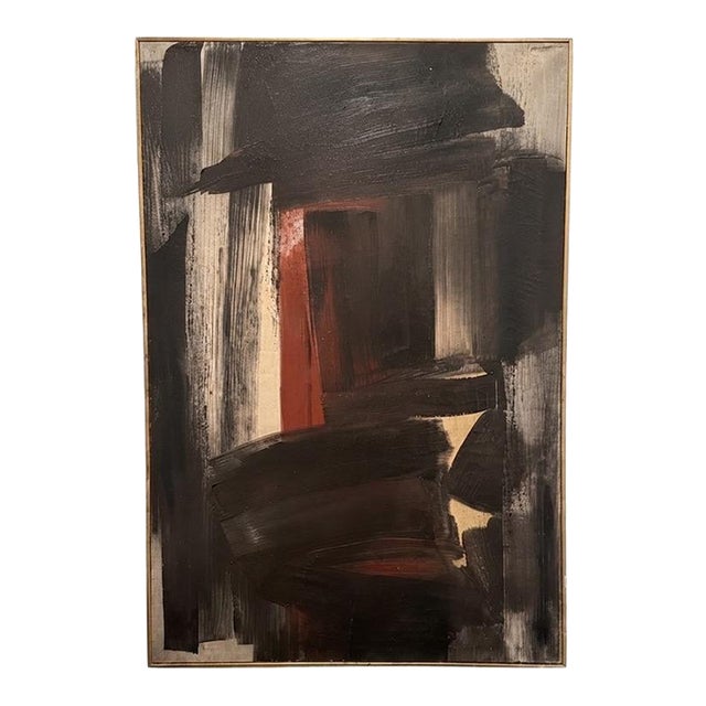 Large Moody Abstract Expressionist Oil on Canvas Painting For Sale