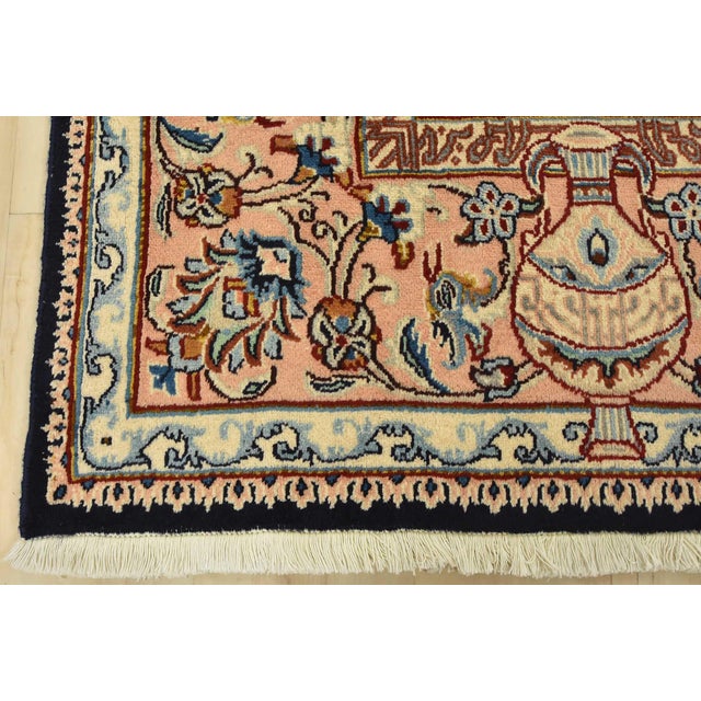Fine Kashmar Rug 6’4” X 9’5” Blue Wool Vintage Hand-Knotted Oriental Carpet For Sale - Image 12 of 15
