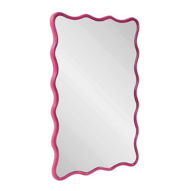 Maya Rectangular Waved Edge Mirror in Glossy Hot Pink For Sale - Image 11 of 11