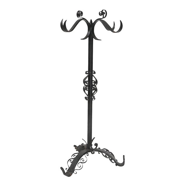 Gothic Vintage 5 Pc. Wrought Iron Fireplace Tool Set in the Spanish Style For Sale - Image 3 of 8