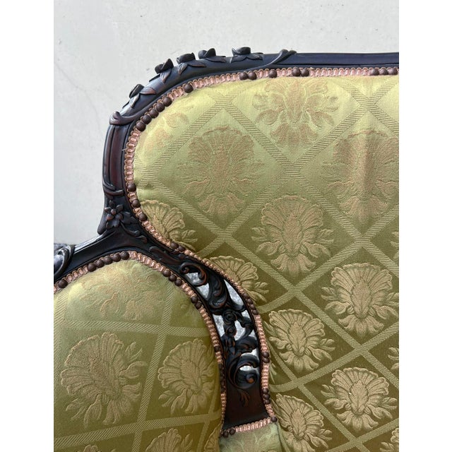 Victorian Carved Dark Walnut Sofa and Chair For Sale - Image 11 of 18
