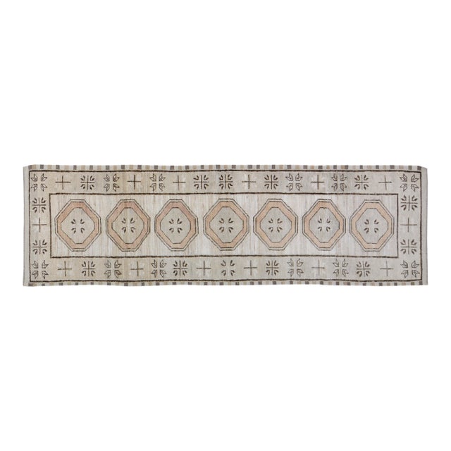 Turkish Oushak Hand Knotted Wool Rug, 2'8"x10'4" For Sale