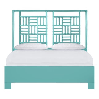 Finn Platform Bed Queen - Turquoise For Sale