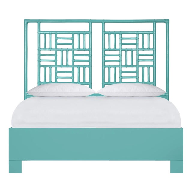 Finn Platform Bed Queen - Turquoise For Sale