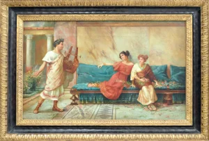 Angelo Granati, Pompeian Scene, Italy, Oil on Canvas, Framed
