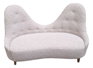 2-Seater Sofa with Double-Humped Backrest in White Teddy Bear Bouclé by Gio Ponti, 1990s