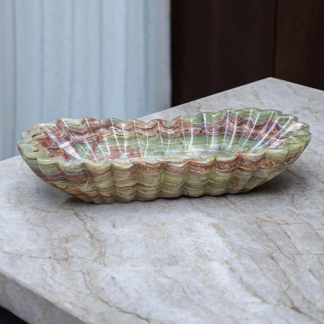 Decorative Centerpiece Bowl in Green Onyx by Forzini For Sale - Image 9 of 9