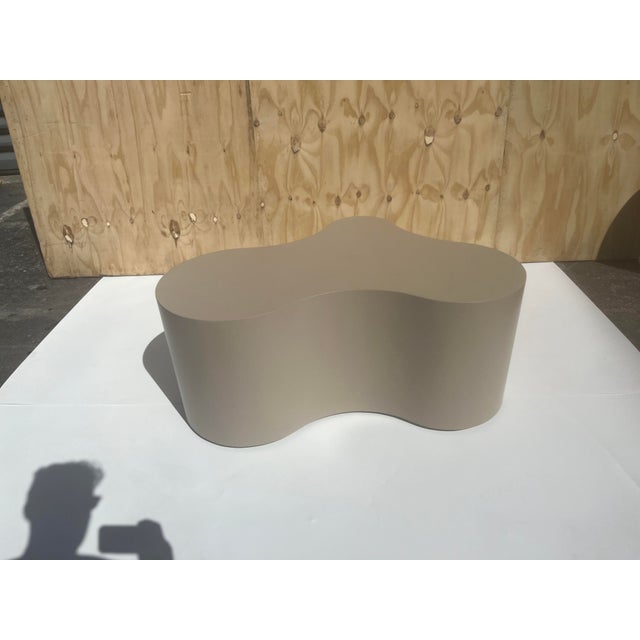 Freeform Coffee Table, Wood, Taupe For Sale - Image 9 of 12