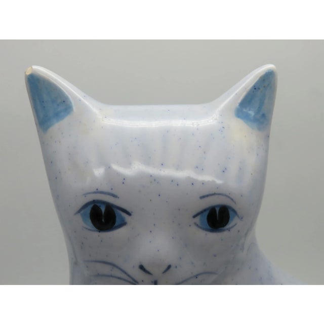 Late 20th Century N. S. Gustin Folk Art Cat Hand-Painted Glazed Figurine For Sale - Image 9 of 12