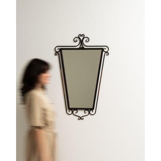 Wrought Iron Wall Mirror, Antique, France, Circa 1970 For Sale - Image 11 of 12