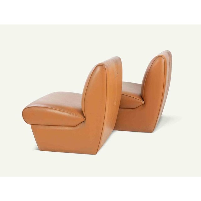 Vintage Italian Armchairs in Mahogany Wood and Padded Leather, 1950s For Sale - Image 3 of 8