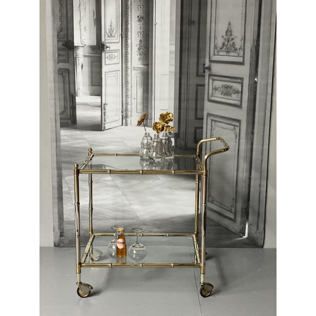 Vintage Golden Bar Cart For Sale - Image 3 of 6