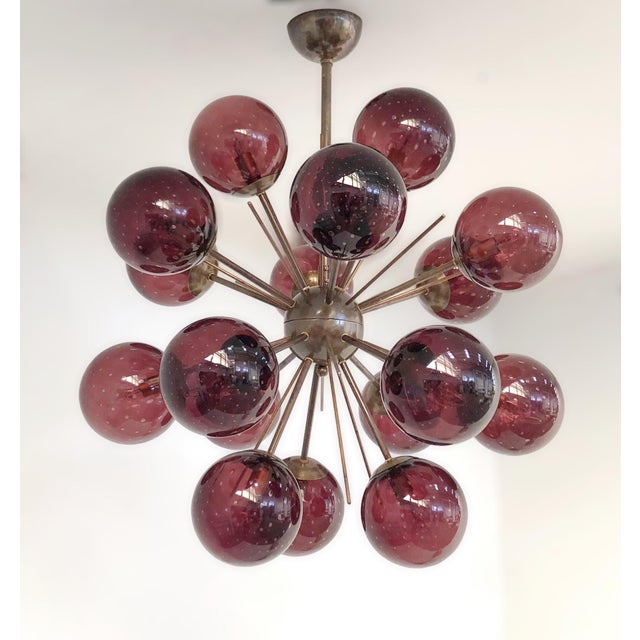 Fabio Ltd 21st Century Diciotto Bronze Amethyst Bubbles Murano Sputnik Chandelier by Fabio LTD For Sale - Image 4 of 7