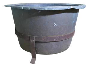 Heavy Log Bin in Copper and Wrought Iron