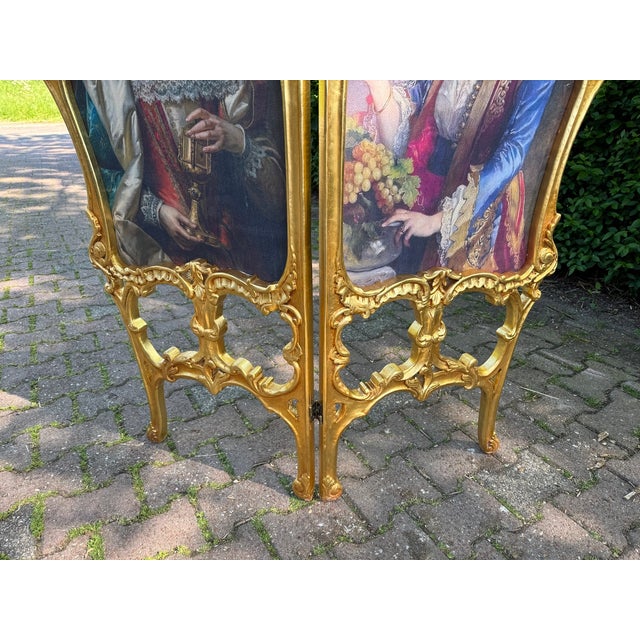 1960s 1960 French Louis XVI Gold Beech Portrait Screen Room Divider - 2 Panels For Sale - Image 5 of 10