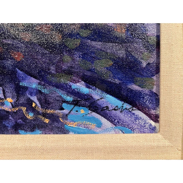 1990's Tim Saska "Autumn Spring" Original Acrylic Painting Houston Art 24" X 36" For Sale - Image 4 of 7