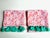 Early 21st Century Pair Unused White Cotton, Coral Floral, Teal Tasseled Hand Towels For Sale - Image 5 of 17