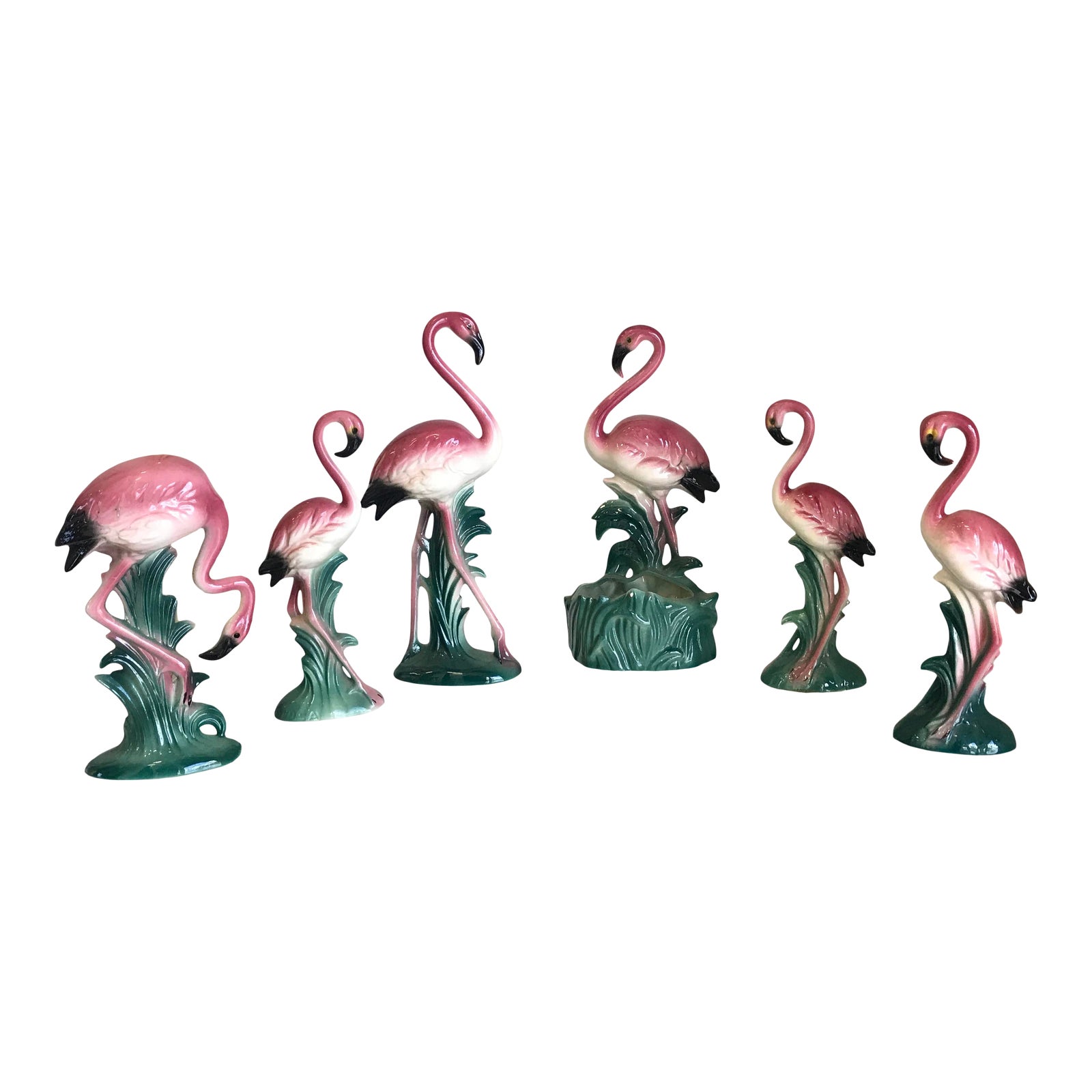 Vintage Ceramic Flamingo Figurines Set of 6 Chairish
