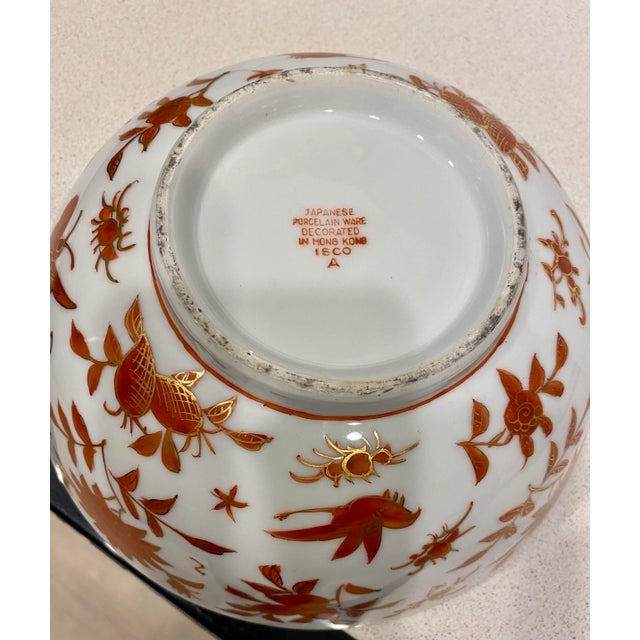 1920s Vintage Hand-Painted Japanese Porcelain Ware Large Bowl For Sale - Image 5 of 8