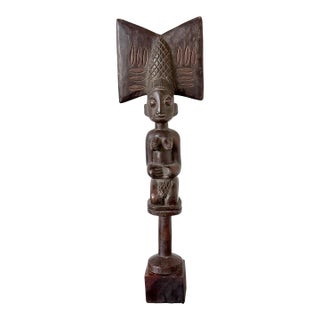 African Carved Female Statue Yoruba Ose Sango Staff For Sale